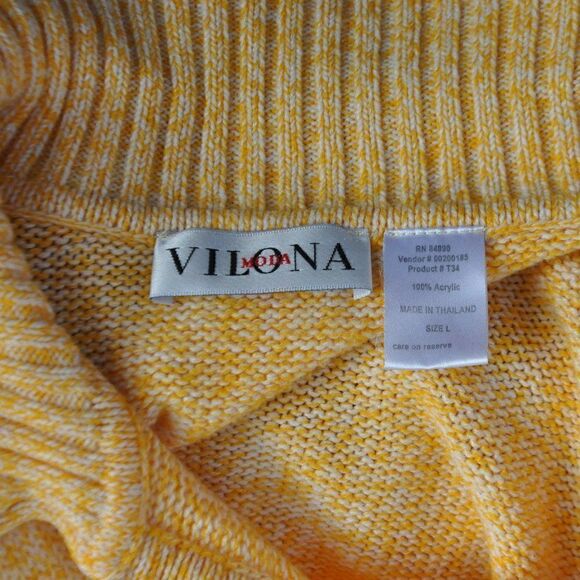 2/$10 Vilona Moda Yellow Short Sleeved Sweater - Picture 2 of 2